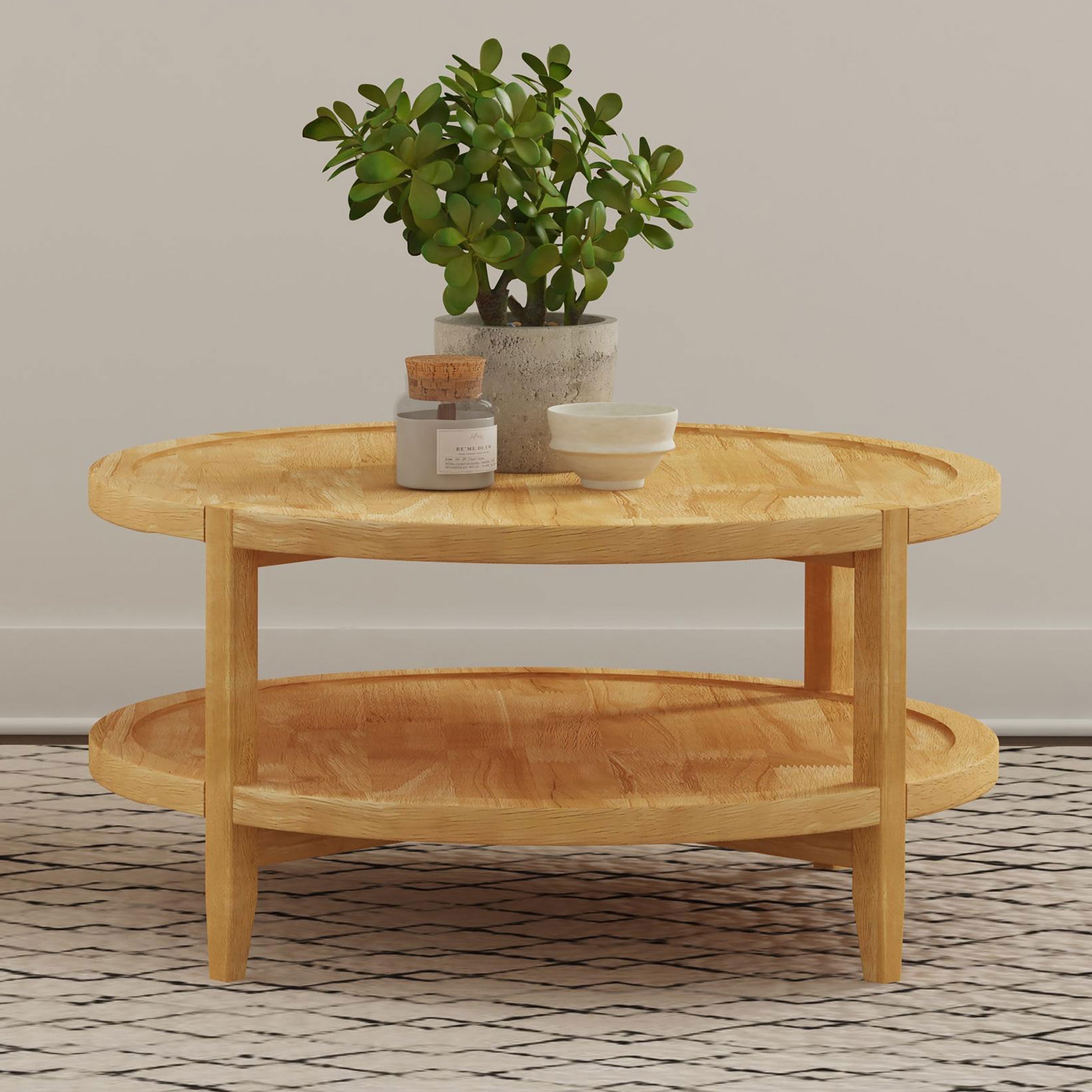 Camillo Round Solid Wood Coffee Table Maple Brown