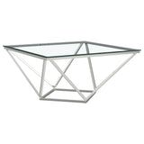 Brittania Square Glass Top Geometric Coffee Table Nickel