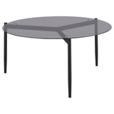 Rosalie Round Smoked Glass Top Coffee Table Sandy Black