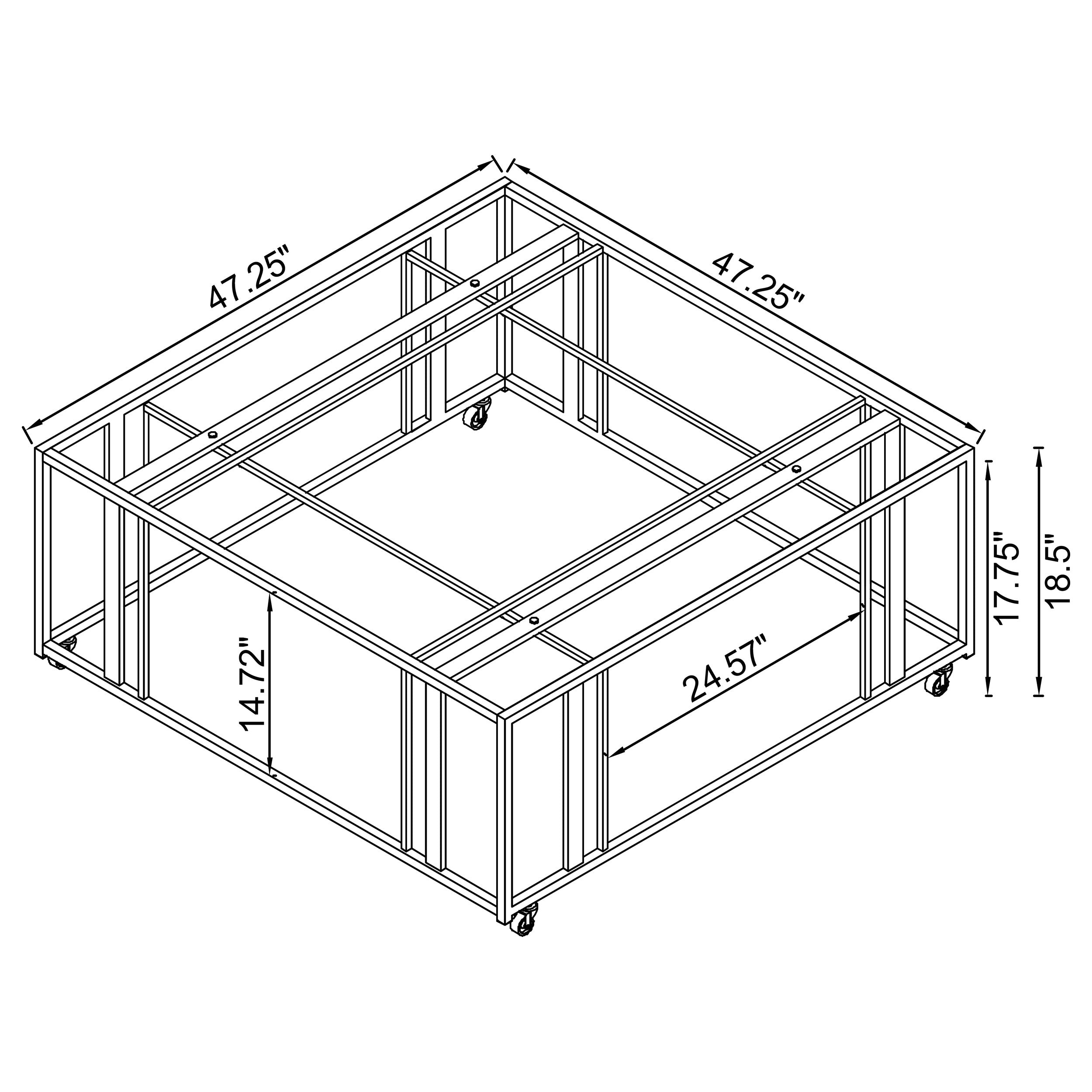 Adri Square Glass Top Coffee Table with Casters Black Nickel