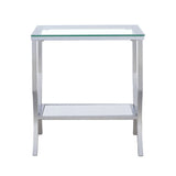 Saide Square End Table with Mirrored Shelf Chrome