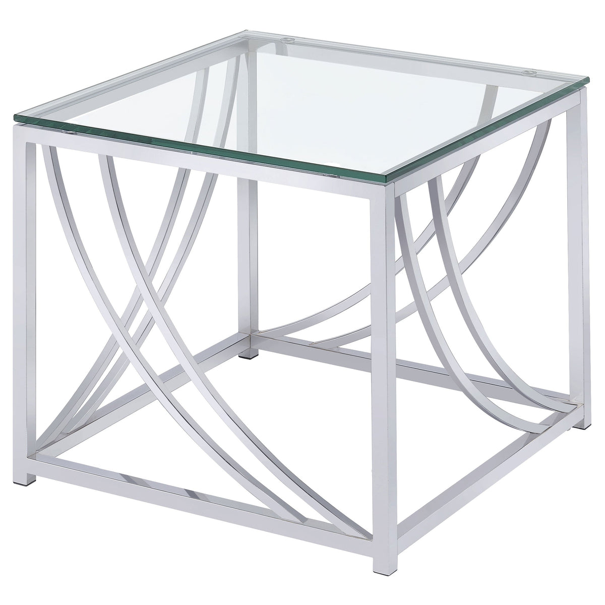 Lille Glass Top Square End Table Accents Chrome