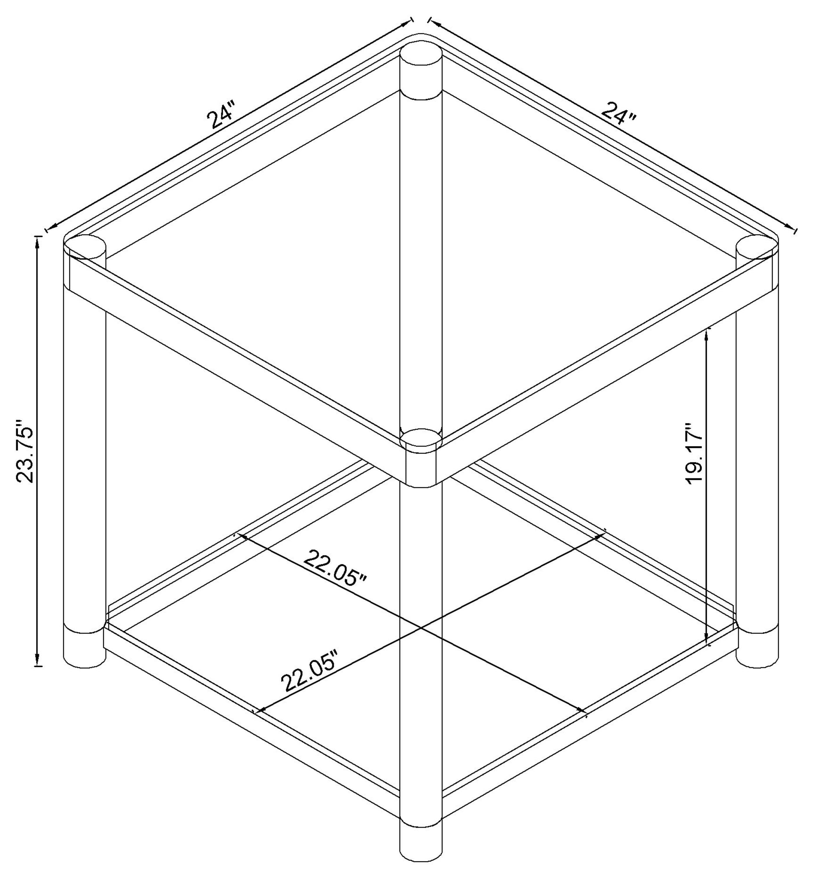 Anne End Table with Lower Shelf Chrome and Clear