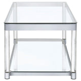 Anne Coffee Table with Lower Shelf Chrome and Clear