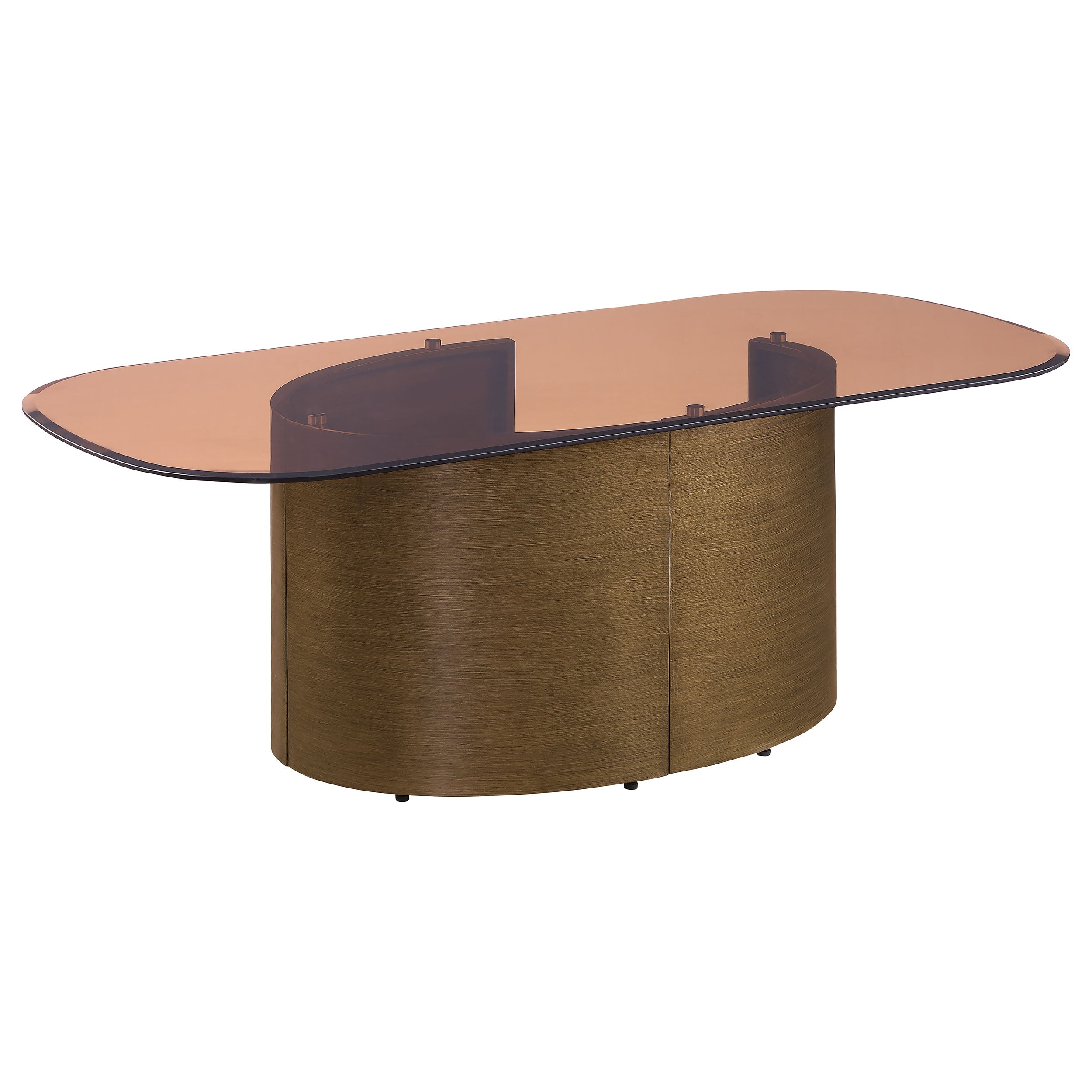 Morena Rectangular Coffee Table with Tawny Tempered Glass Top Brushed Bronze