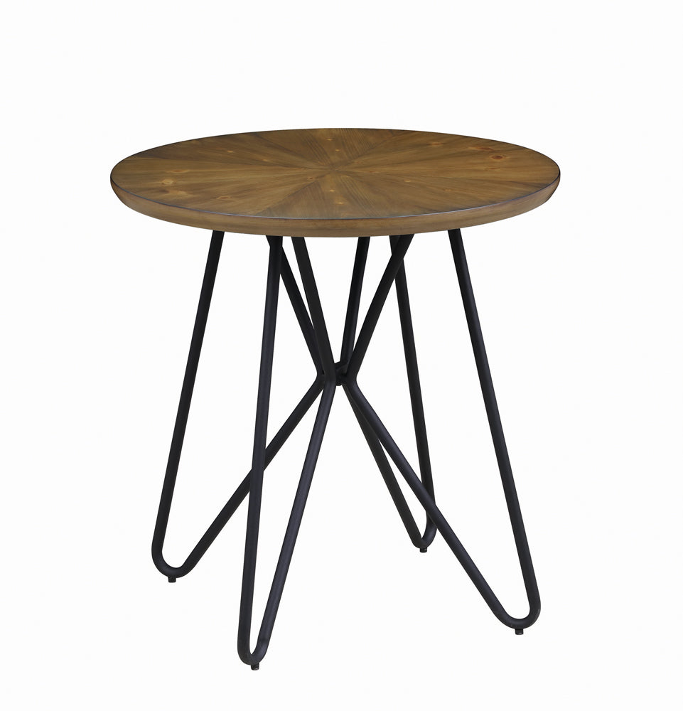 Brinnon Round End Table Dark Brown and Black