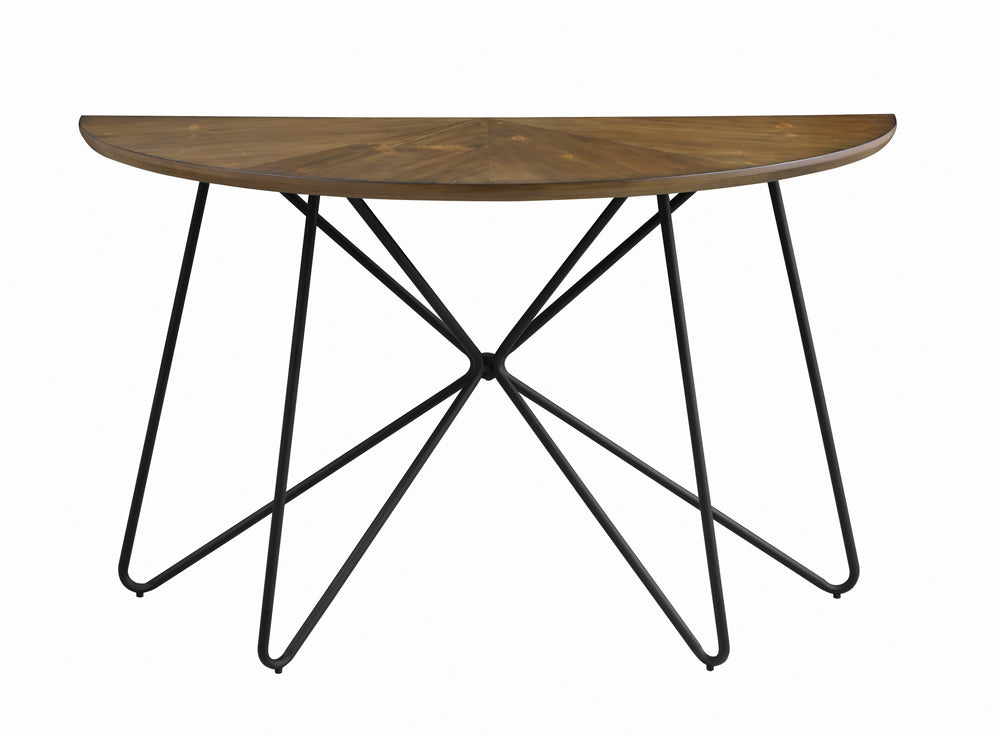 Brinnon Semicircle Sofa Table Dark Brown and Black