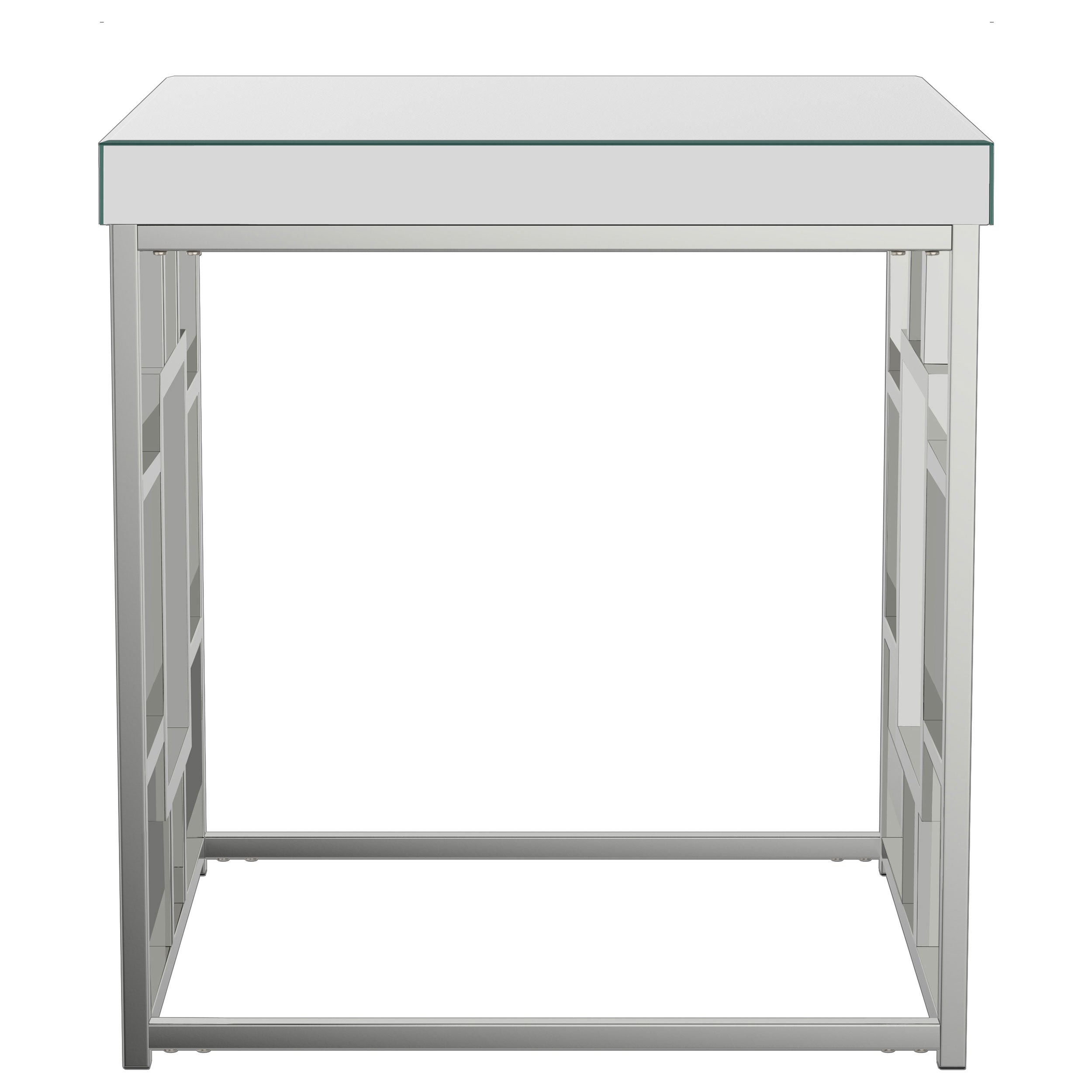 Dafina Geometric Frame Square End Table Chrome