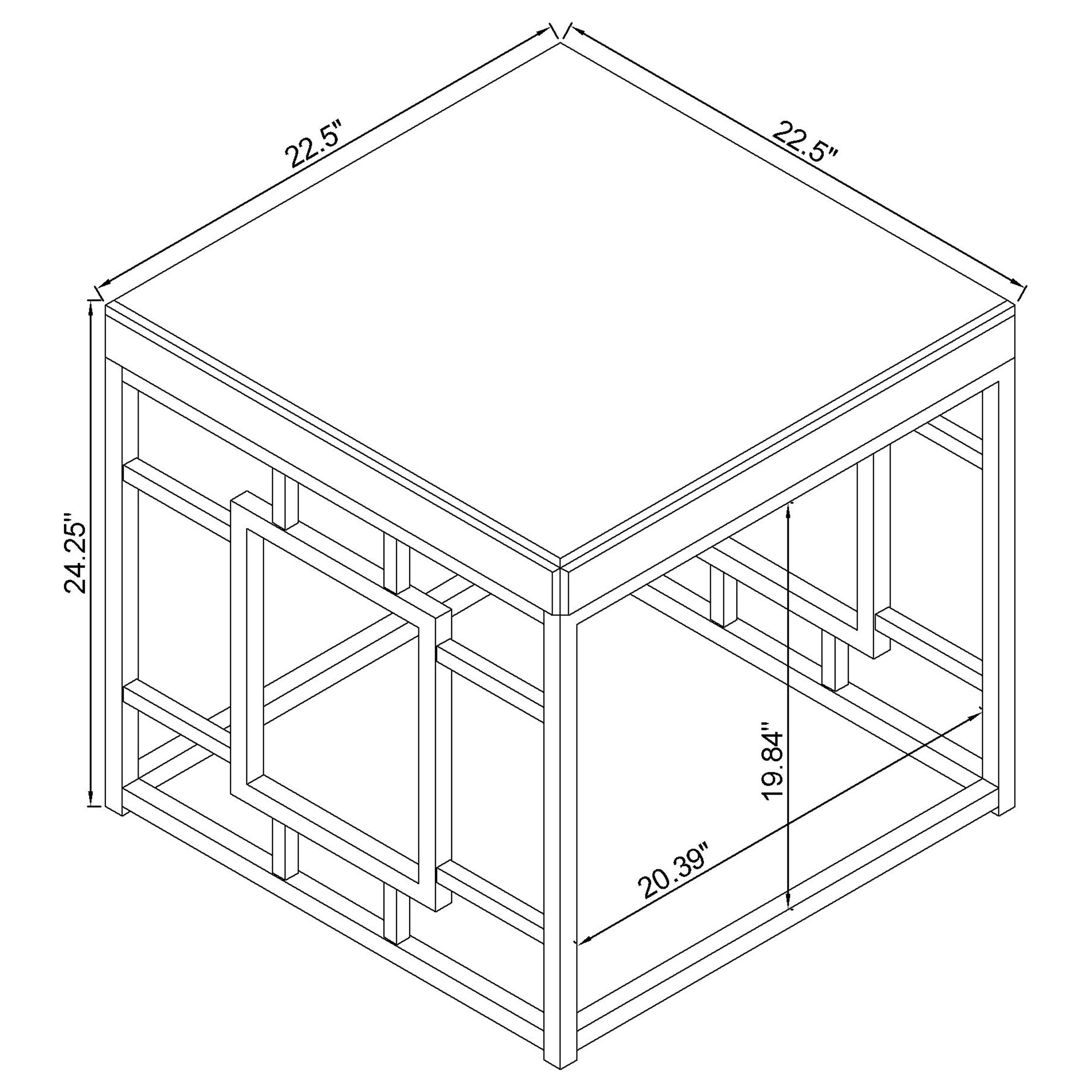 Dafina Geometric Frame Square End Table Chrome