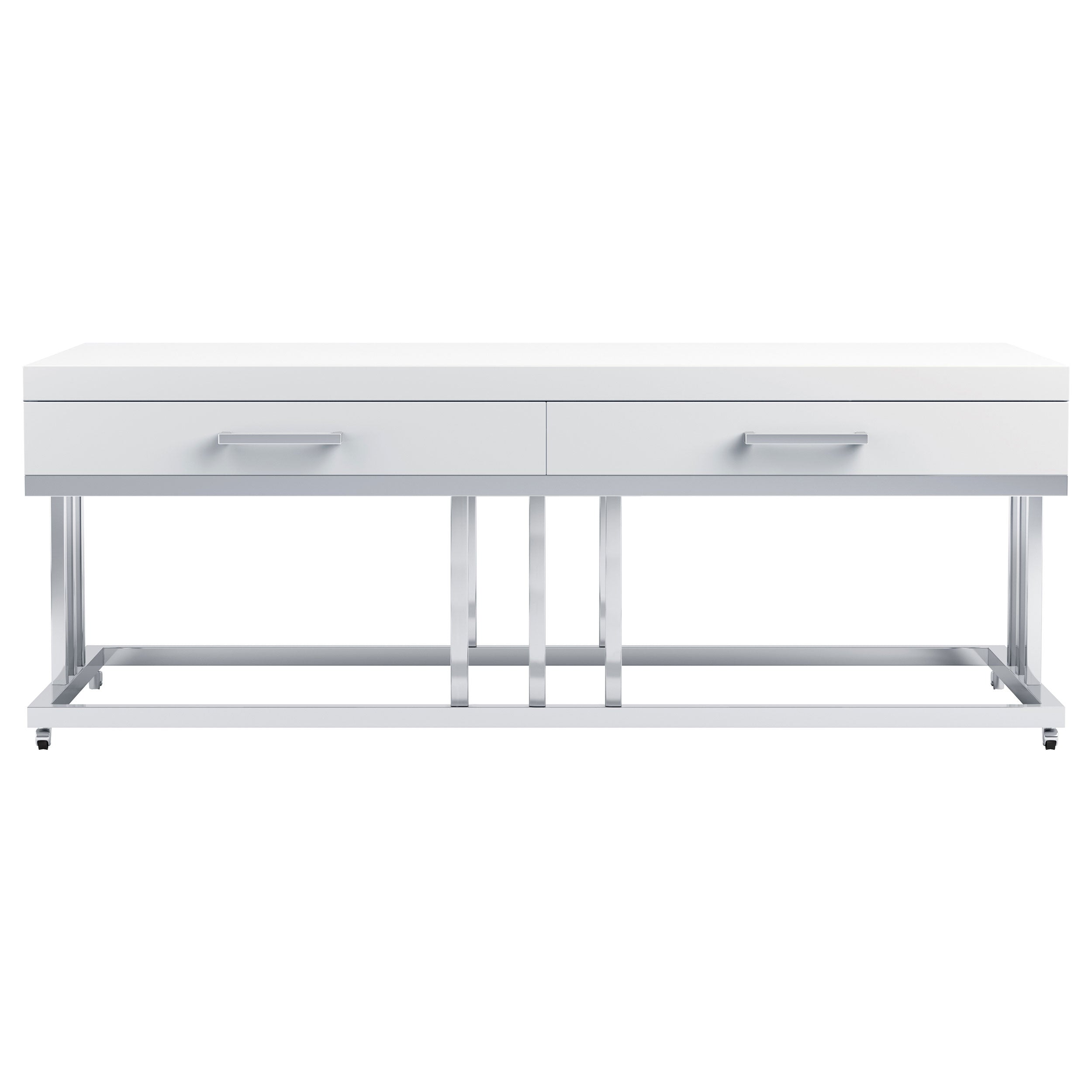 Dalya 2-drawer Rectangular Coffee Table Glossy White and Chrome