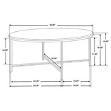 Ellison Round X-cross Coffee Table White and Gold