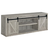 Brockton 71-inch 3-shelf Sliding Doors TV Console Grey Driftwood