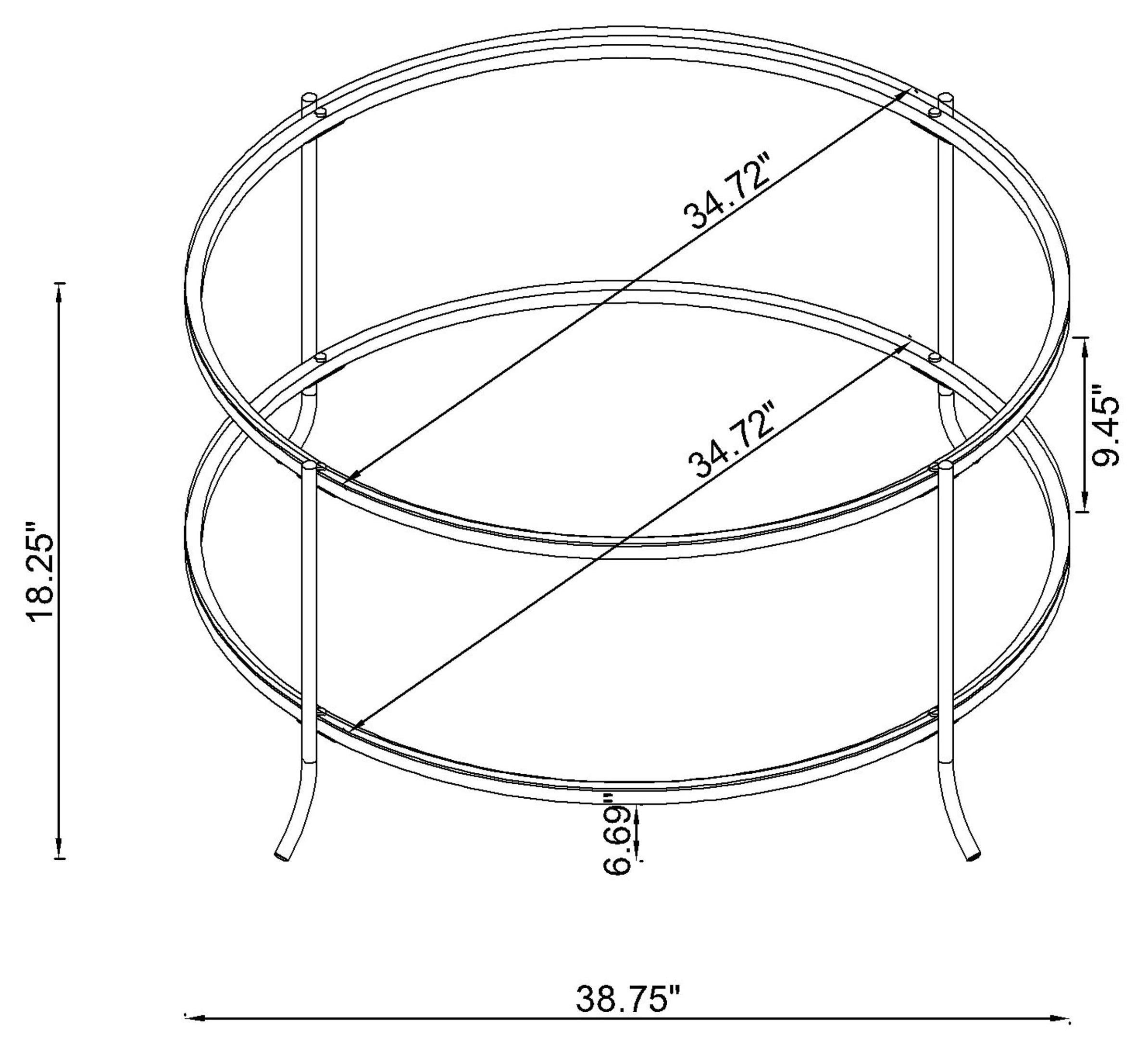 Laurie Glass Top Round Coffee Table Black Nickel and Clear