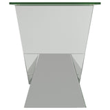 Taffeta V-shaped End Table with Glass Top Silver