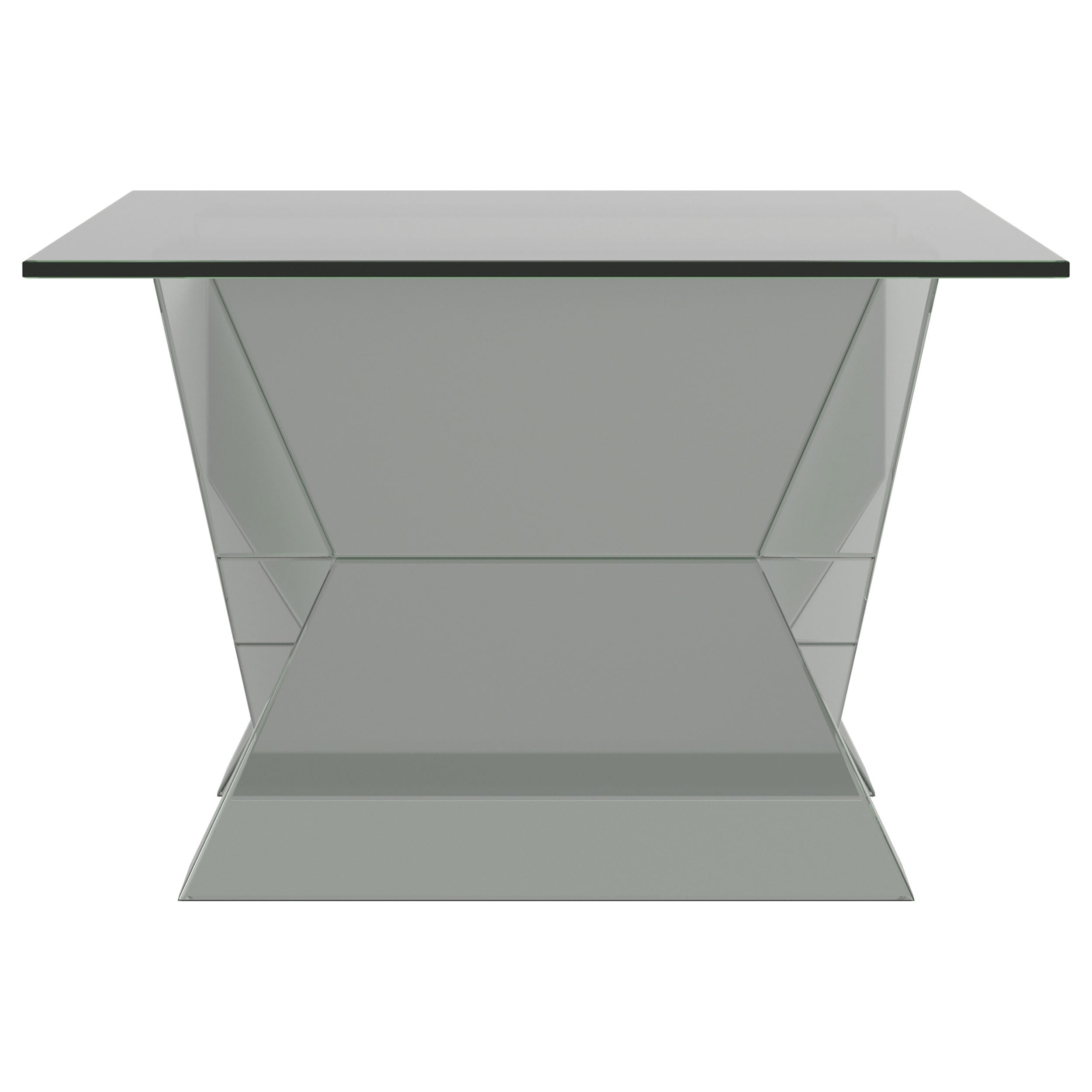 Taffeta V-shaped Coffee Table with Glass Top Silver