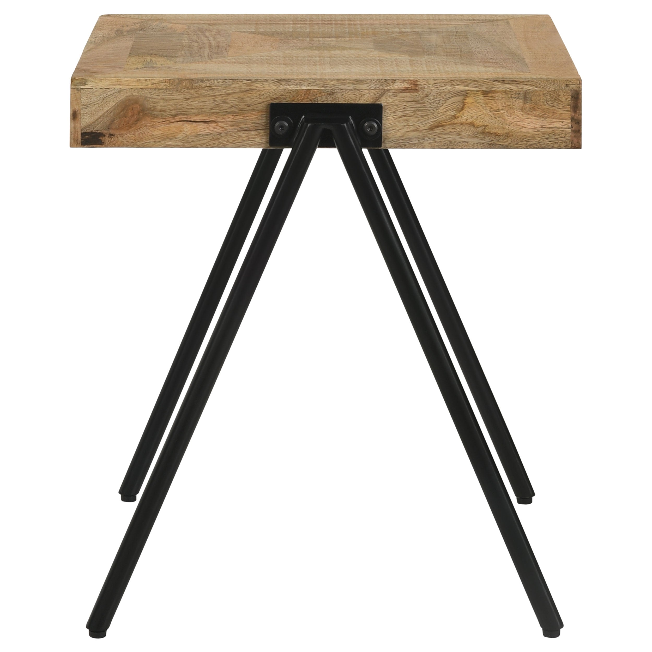 Avery Square End Table with Metal Legs Natural and Black