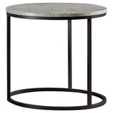 Lainey Faux Marble Round Top End Table Grey and Gunmetal