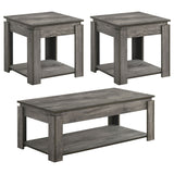 Donal 3-piece Occasional Set with Open Shelves Weathered Grey