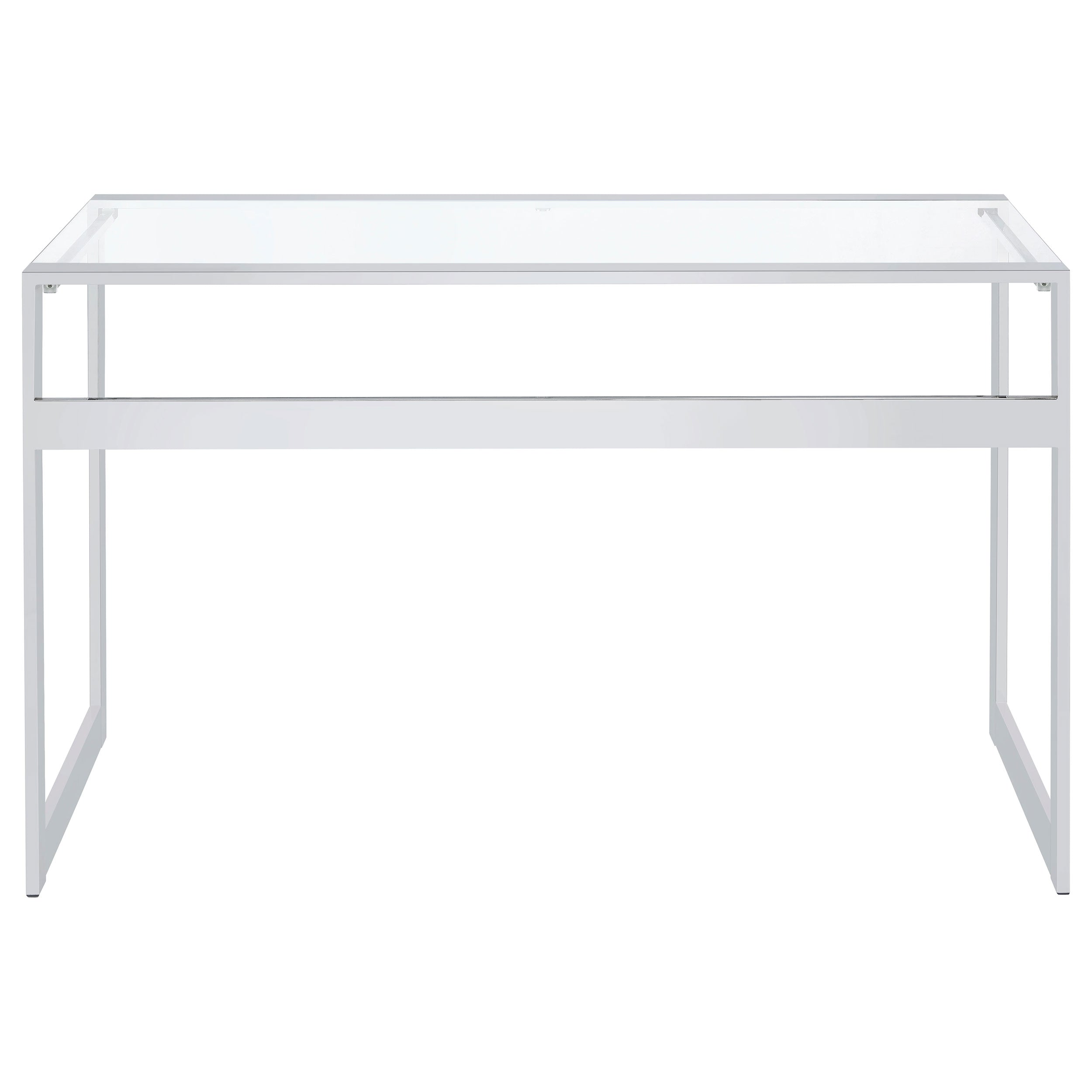 Hartford Glass Top Writing Desk Chrome