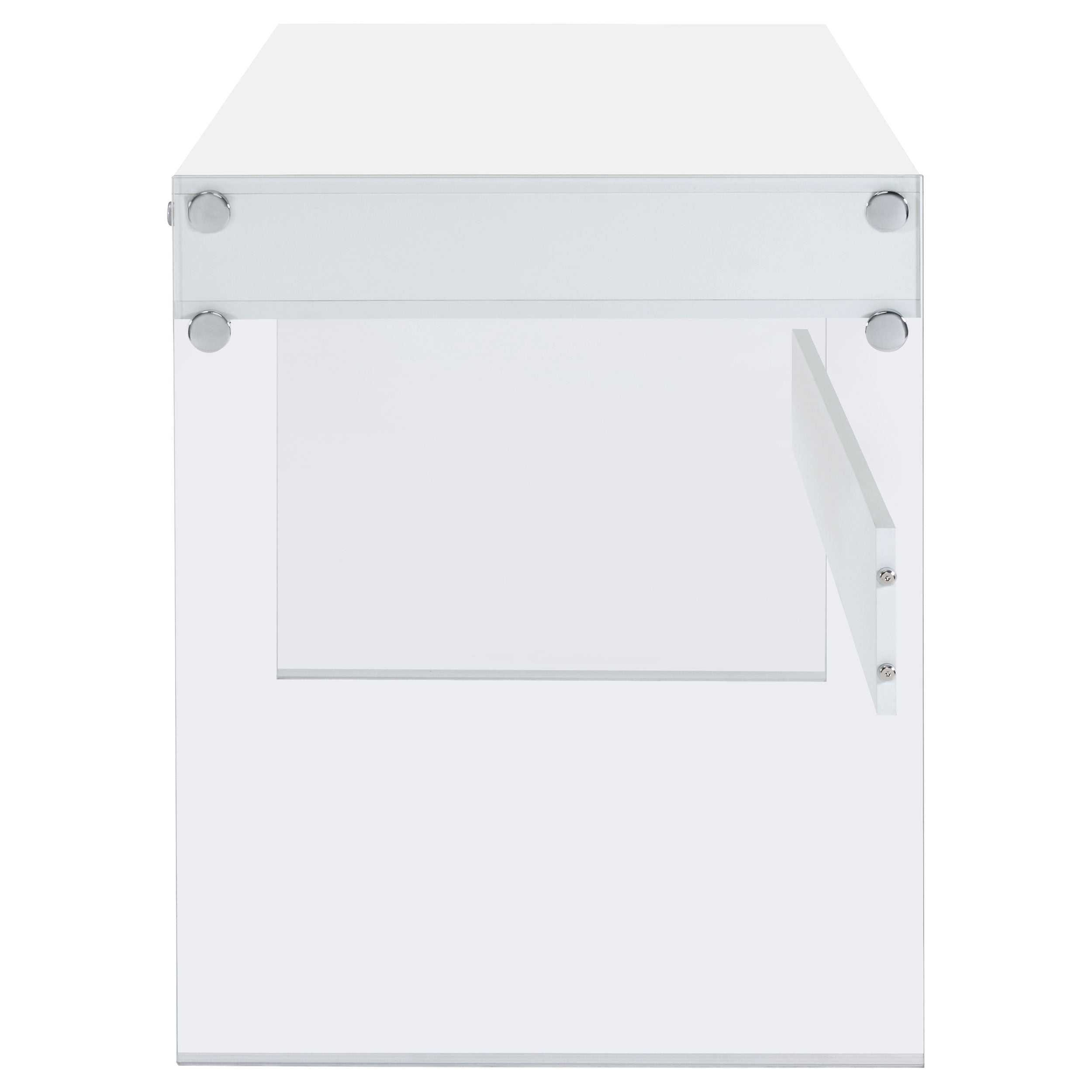 Dobrev 2-drawer Writing Desk Glossy White and Clear