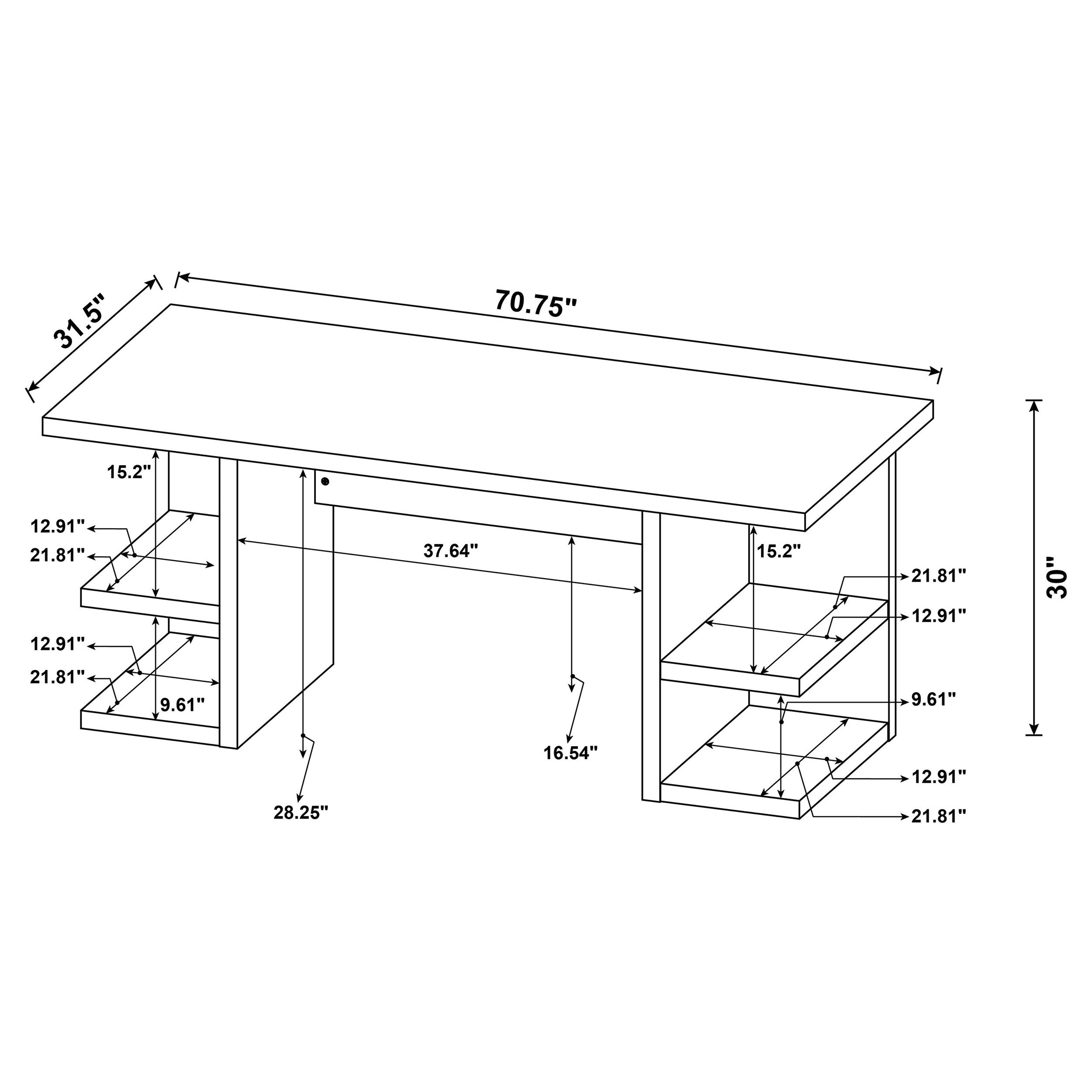 Alice Writing Desk White with Open Shelves