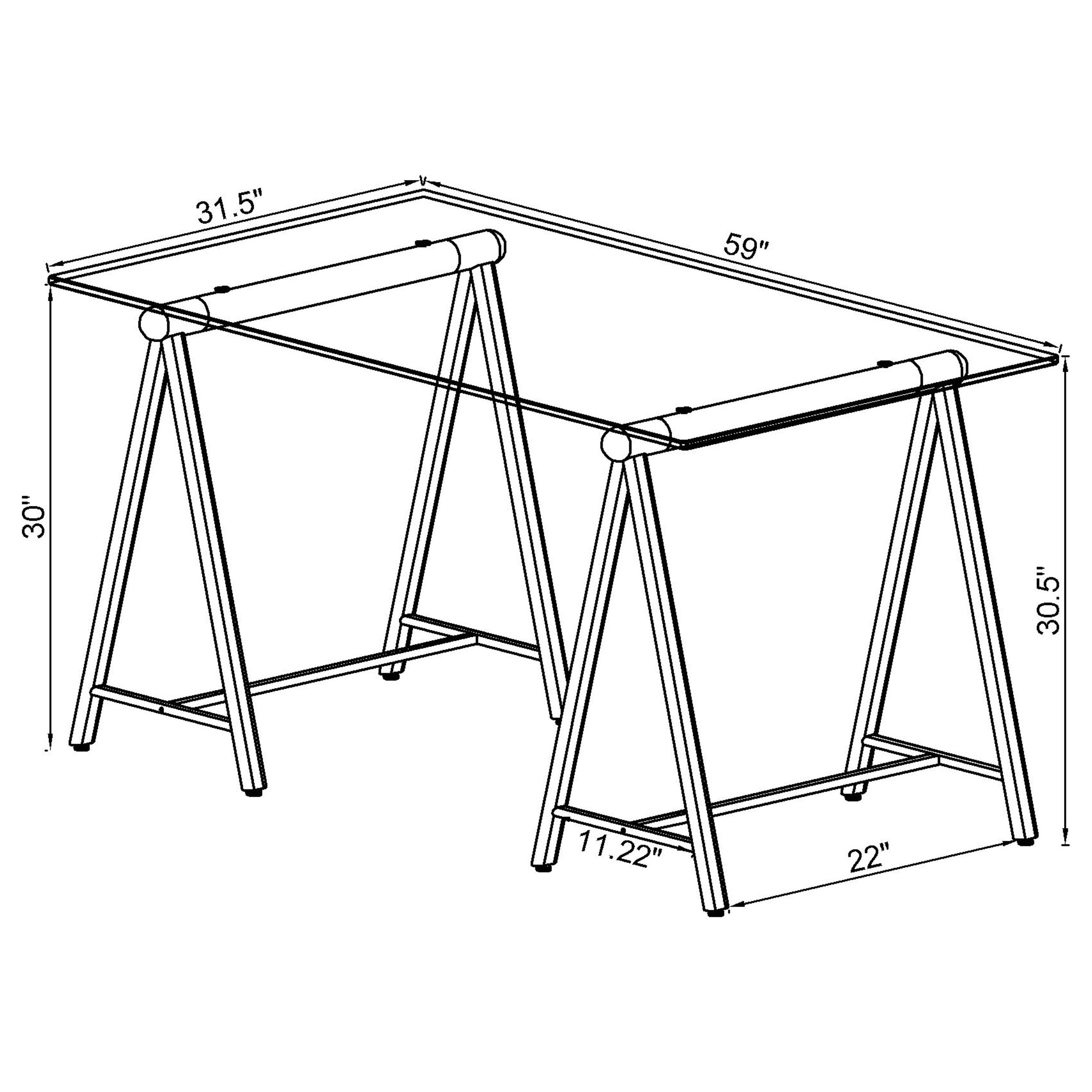 Patton World Map Writing Desk Nickel and Printed Clear