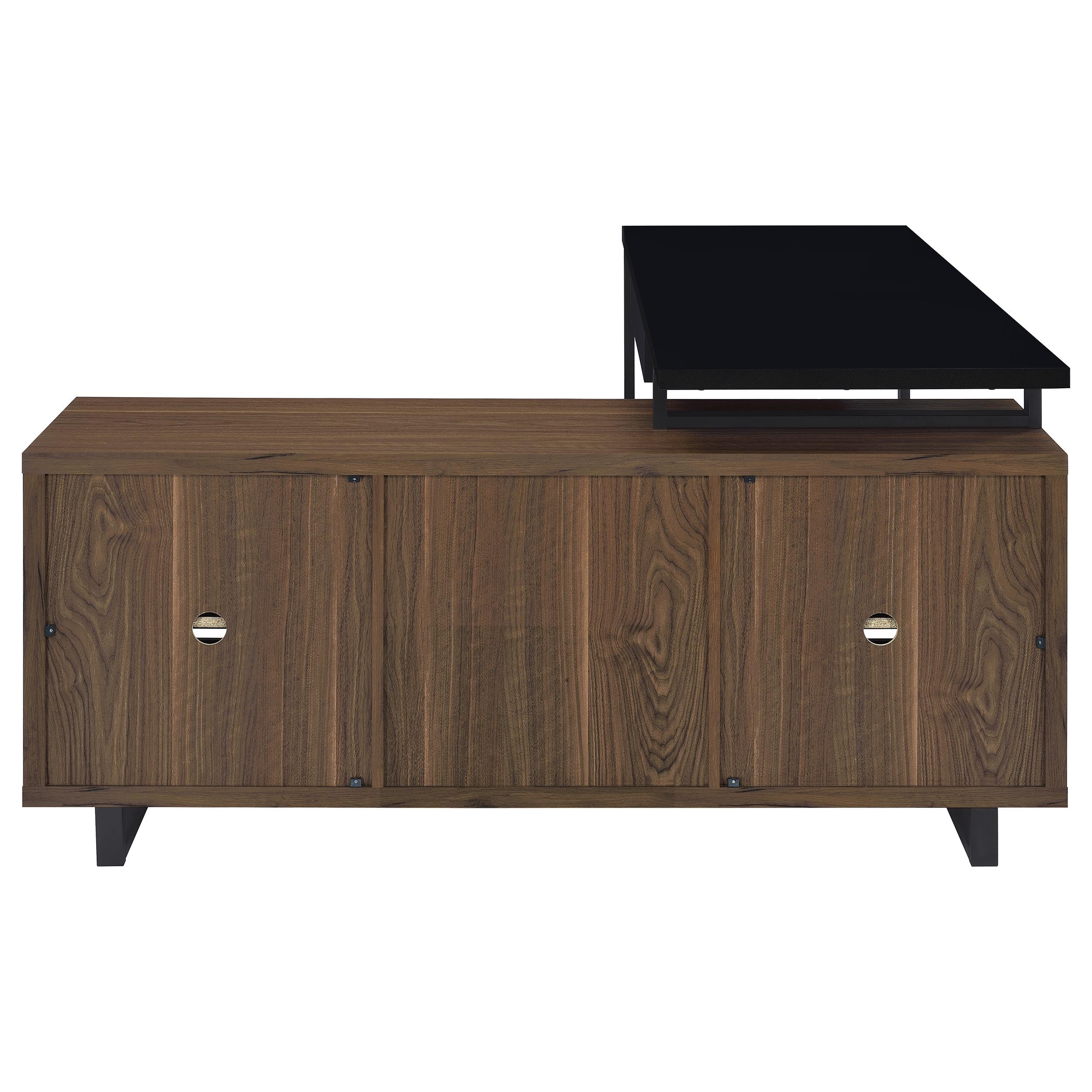 Maddox 60-inch L-Shape Office Computer Desk Black and Walnut