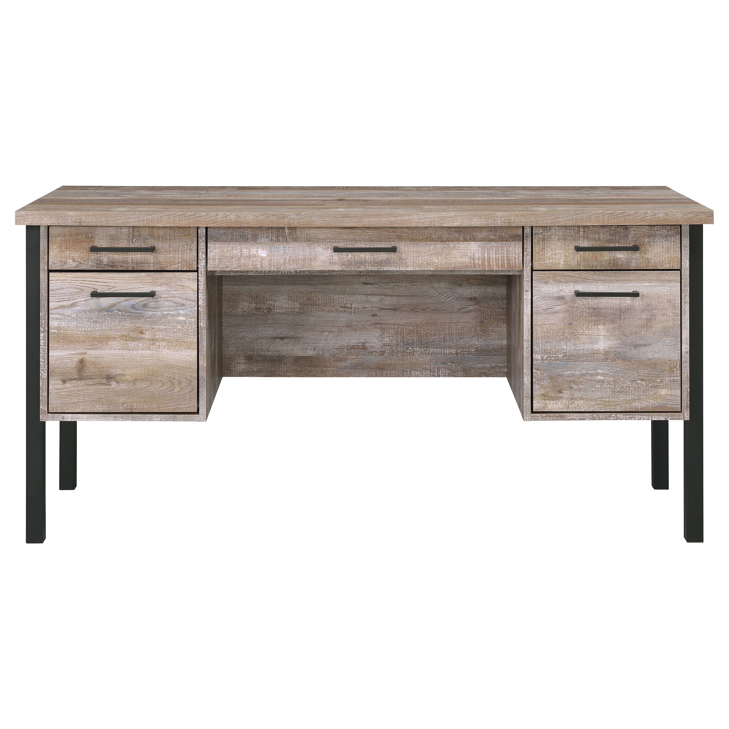 Samson 4-drawer Office Desk Weathered Oak