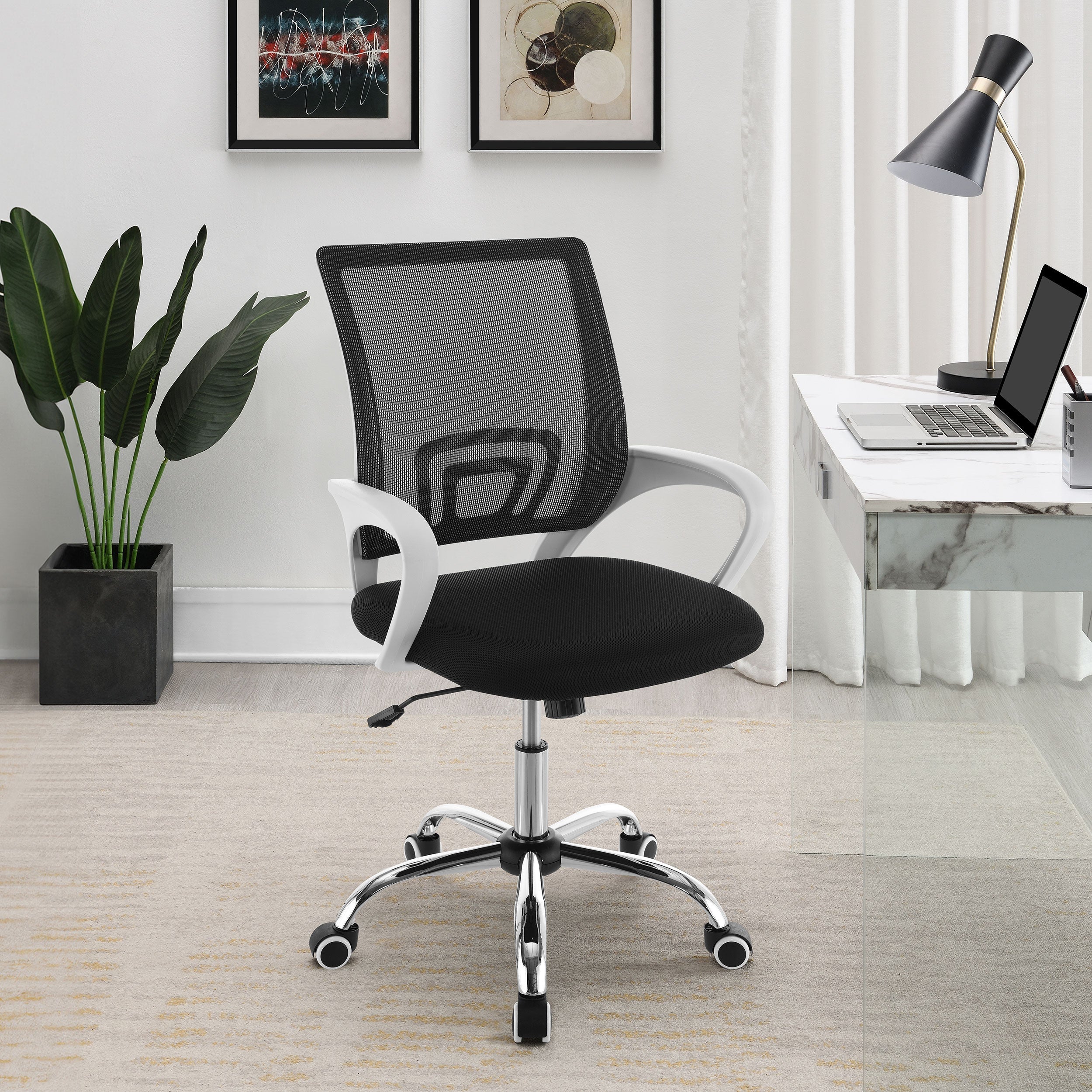 Felton Upholstered Adjustable Home Office Desk Chair Black