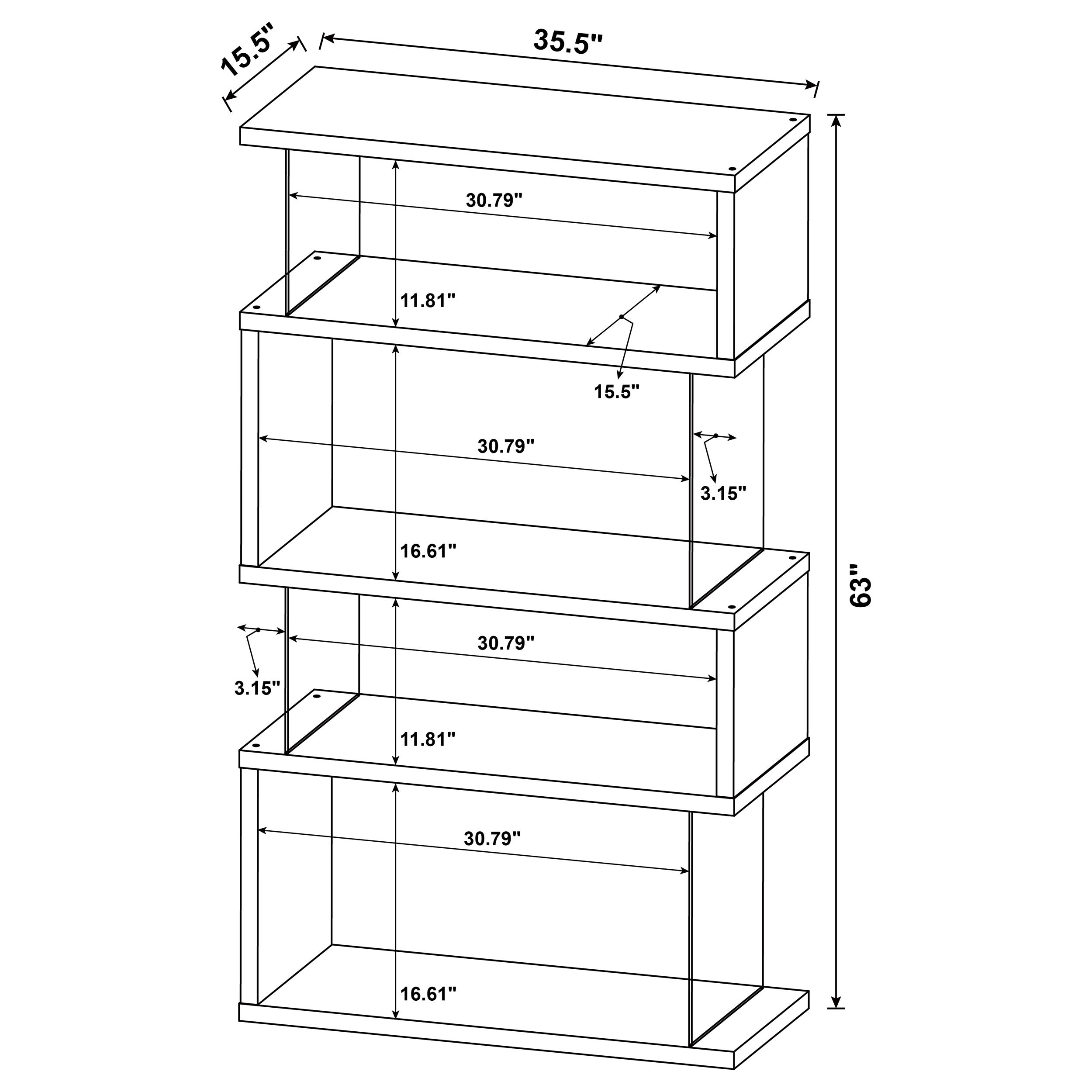 Emelle 4-shelf Bookcase with Glass Panels