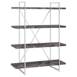 Grimma 4-shelf Bookcase Rustic Grey Herringbone