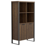 Pattinson 2-door Rectangular Bookcase Aged Walnut and Gunmetal