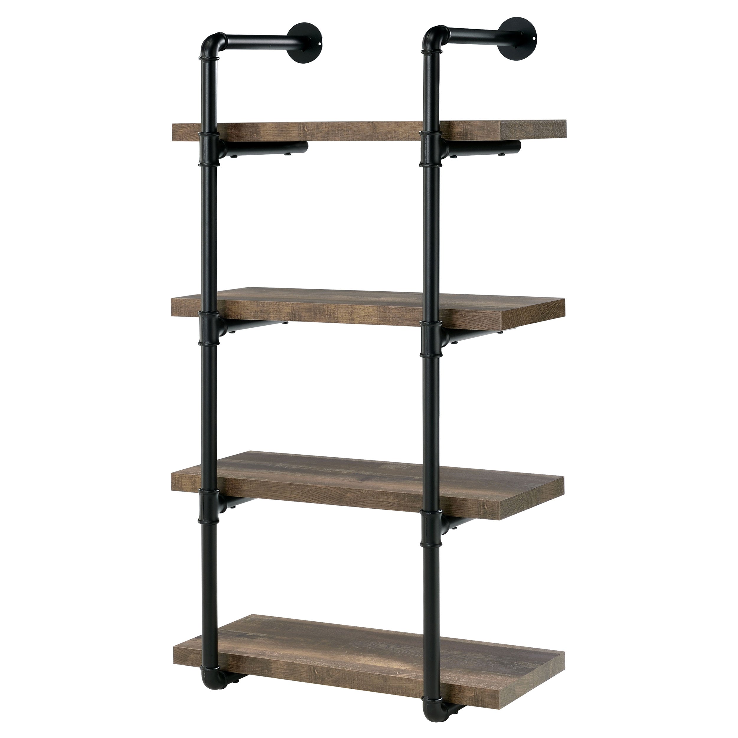 Elmcrest 24-inch Wall Shelf Black and Rustic Oak