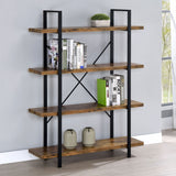 Cole 4-Shelf Bookcase Antique Nutmeg and Black