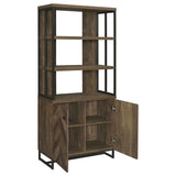 Millbrook 2-door Bookcase Rustic Oak Herringbone and Gunmetal