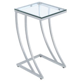 Cayden Rectangular Top Accent Table Chrome and Clear