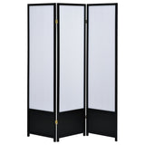 Calix 3-panel Folding Floor Screen Translucent and Black