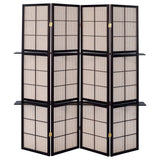 Iggy 4-panel Folding Screen with Removable Shelves Tan and Cappuccino