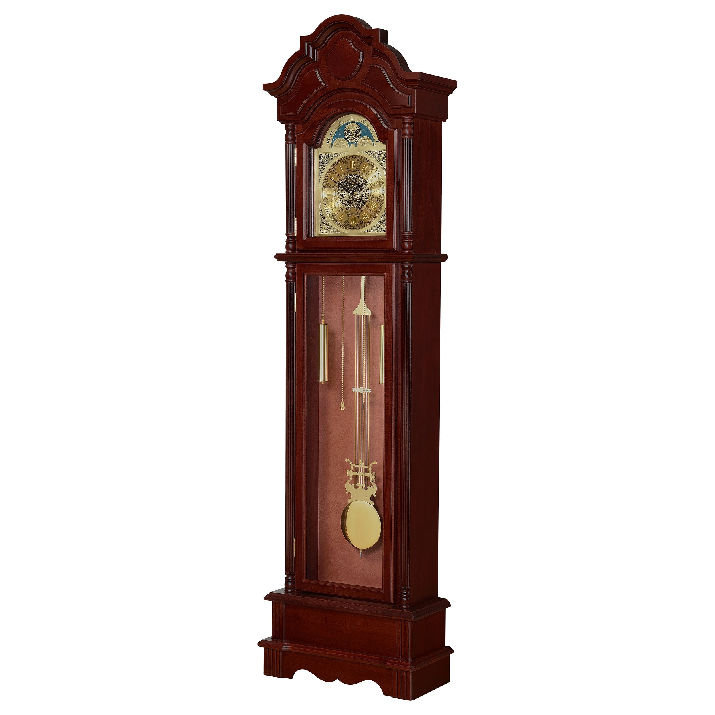 Diggory Grandfather Clock Brown Red and Clear