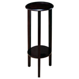 Kirk Round Accent Table with Bottom Shelf Espresso