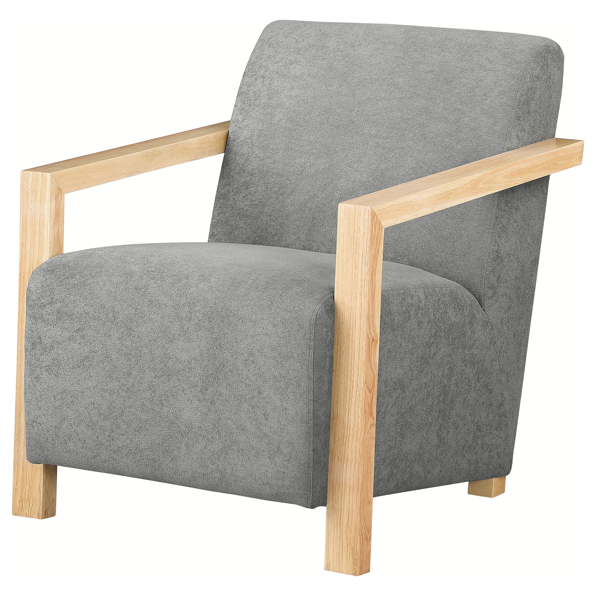 Diego Upholstered Accent Arm Chair with Wood Arms Grey