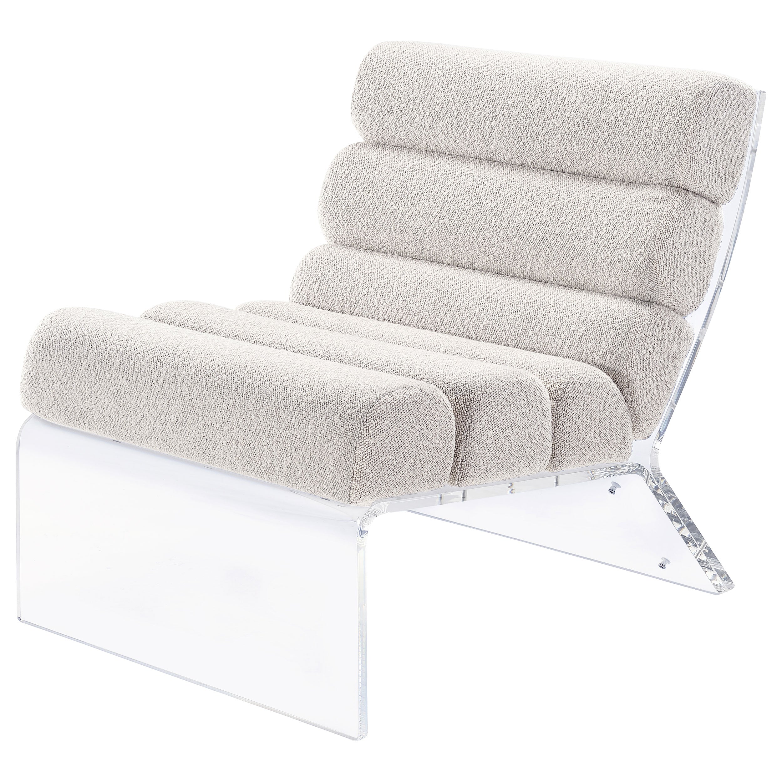 Serreta Boucle Upholstered Armless Accent Chair with Clear Acrylic Frame Ivory