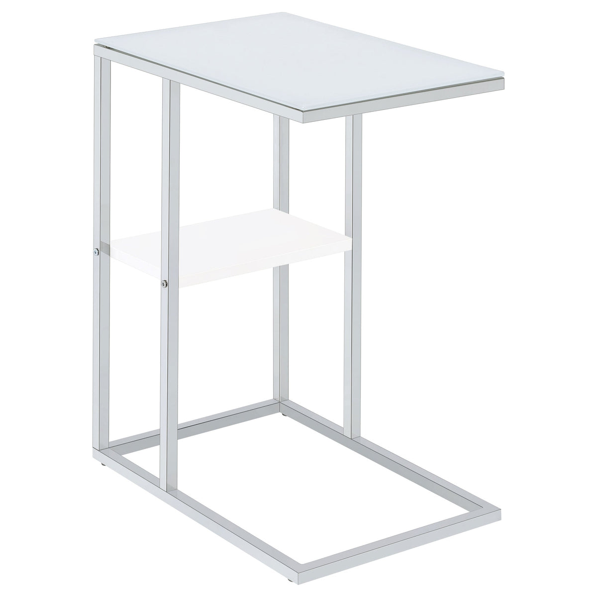 Daisy 1-shelf Accent Table Chrome and White