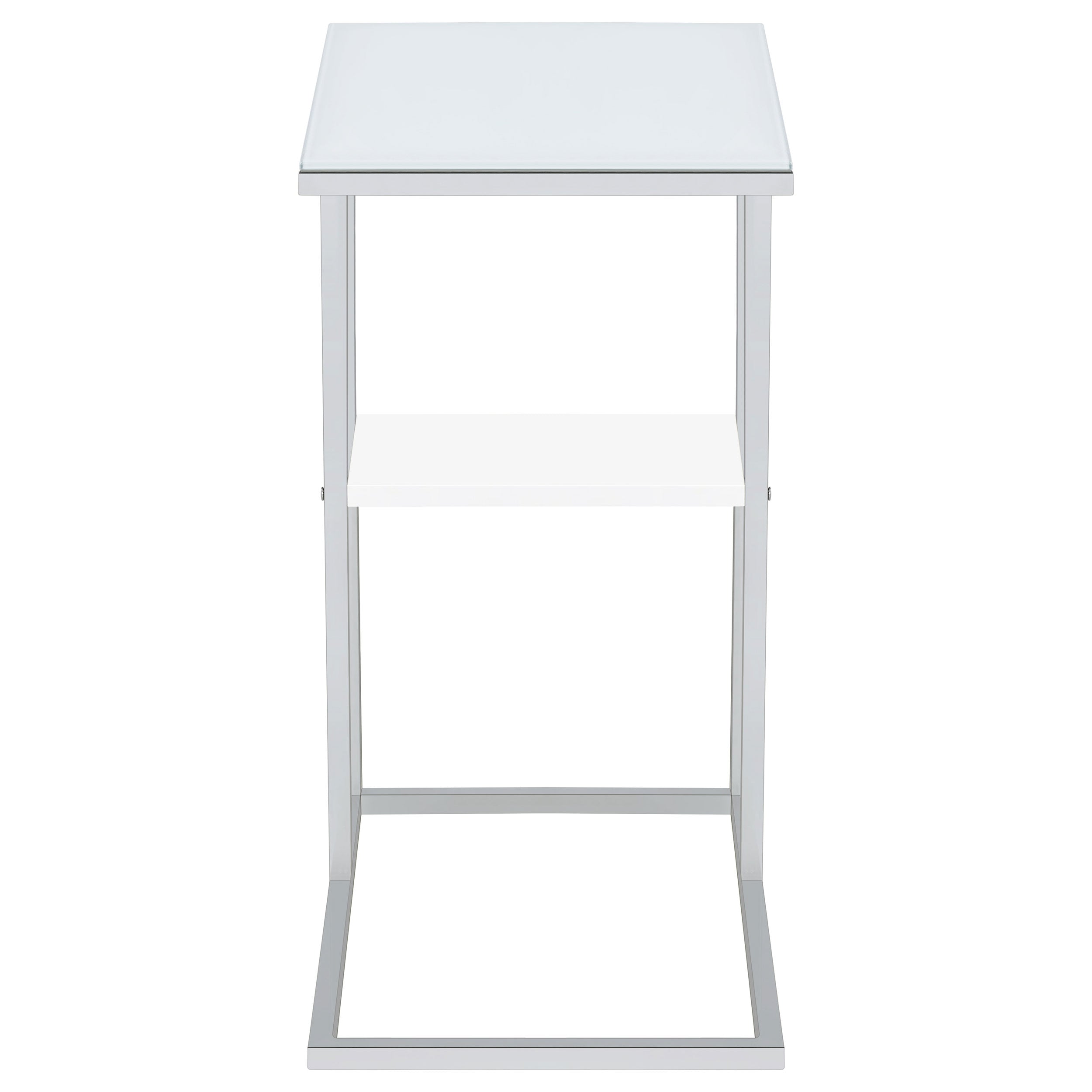 Daisy 1-shelf Accent Table Chrome and White