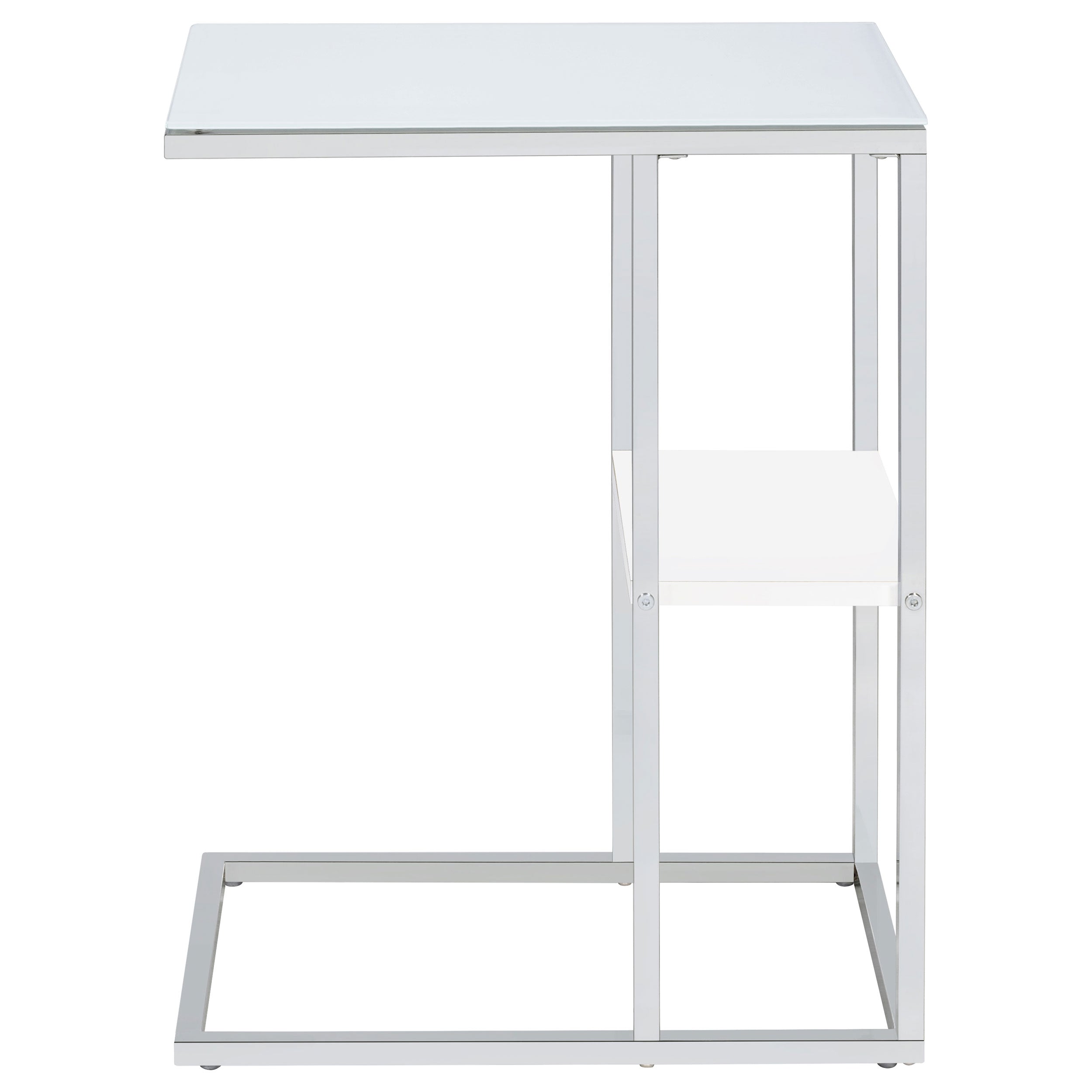 Daisy 1-shelf Accent Table Chrome and White