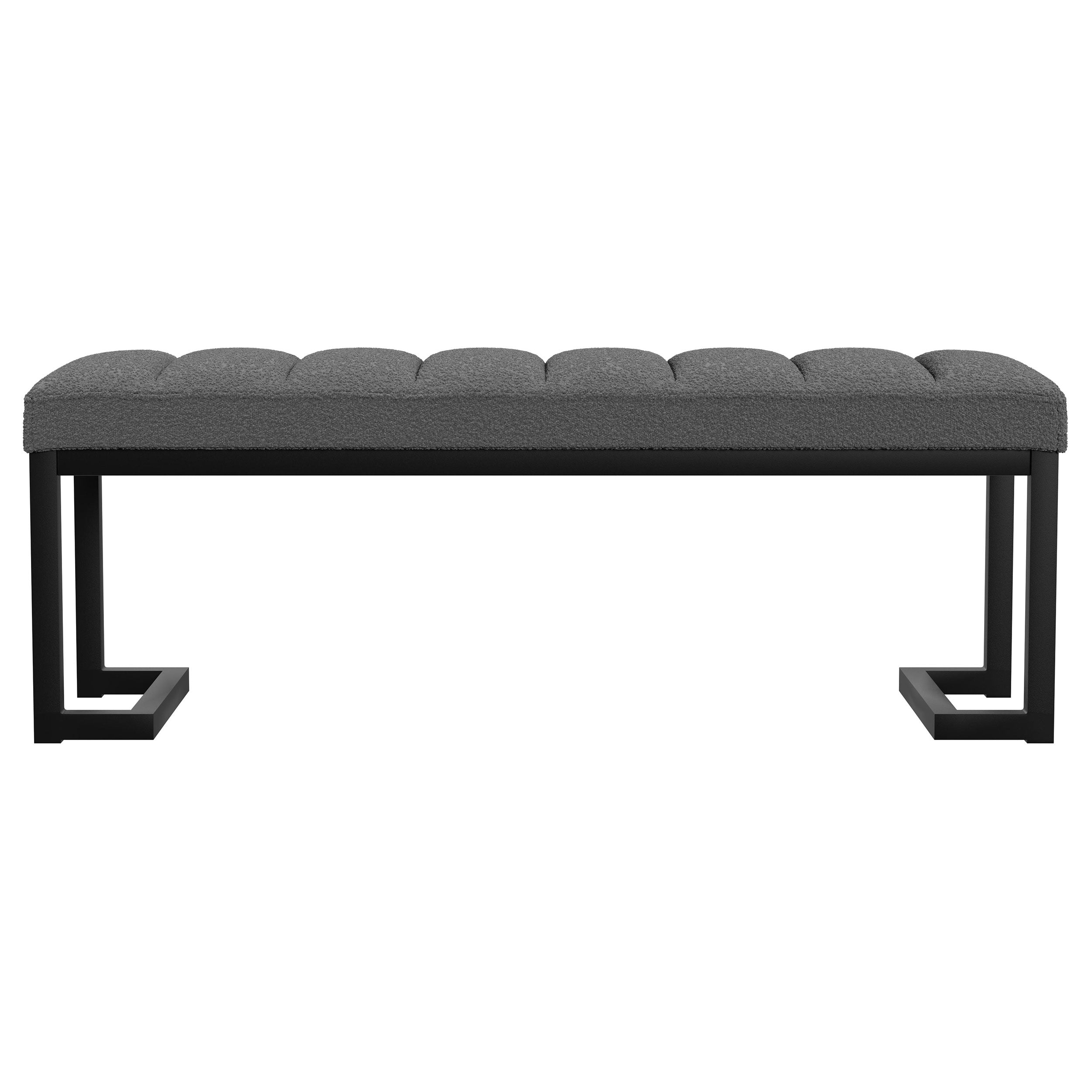 Mesa Boucle Upholstered Tufted Accent Bench Charcoal