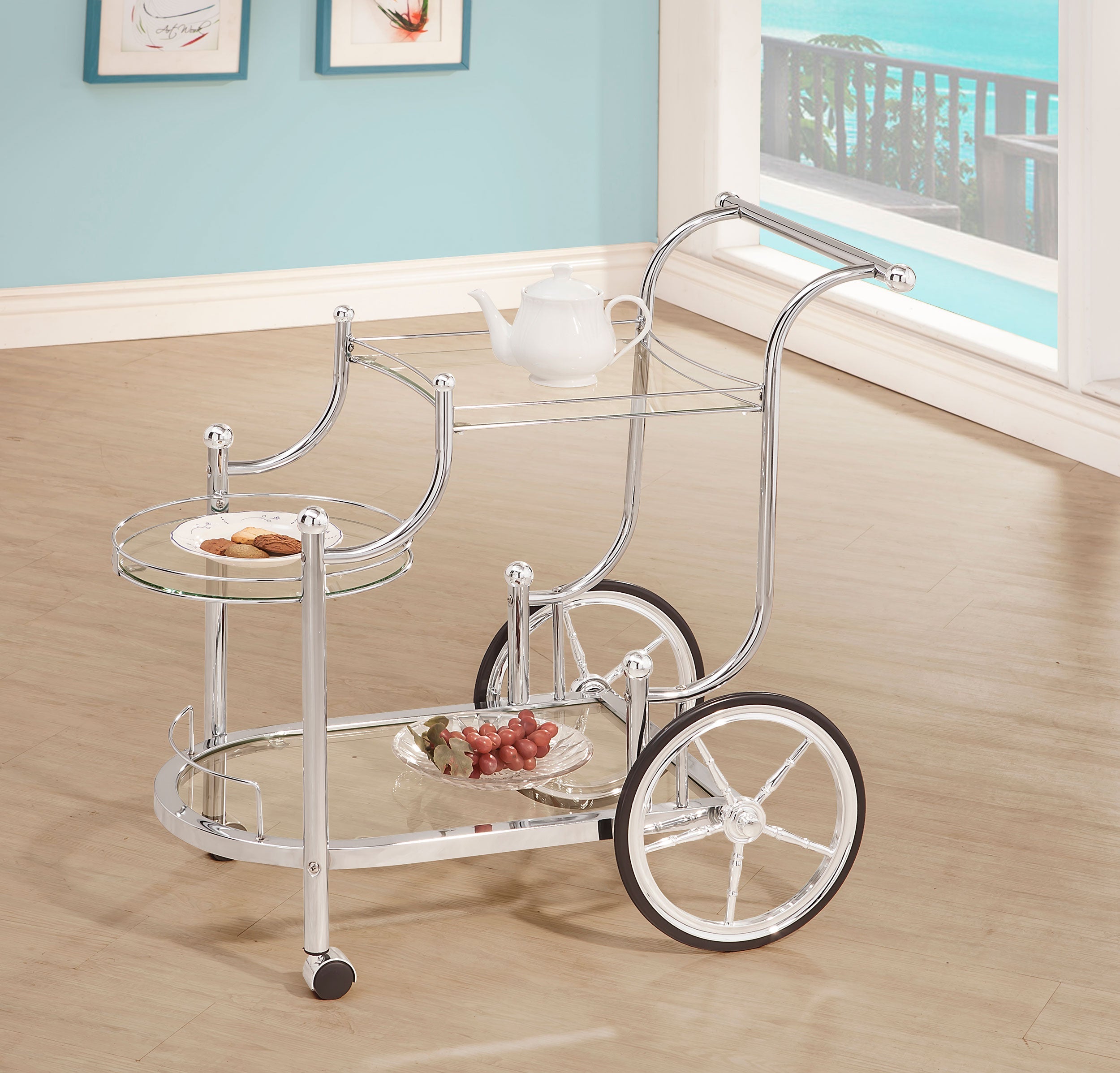 Sarandon 3-tier Serving Cart Chrome and Clear