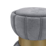 Sora Round Upholstered Ottoman Grey