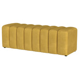 Summer Fabric Upholstered Tufted Accent Bench Mustard Yellow