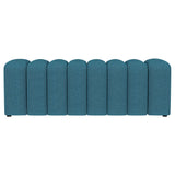 Summer Fabric Upholstered Tufted Accent Bench Peacock Blue